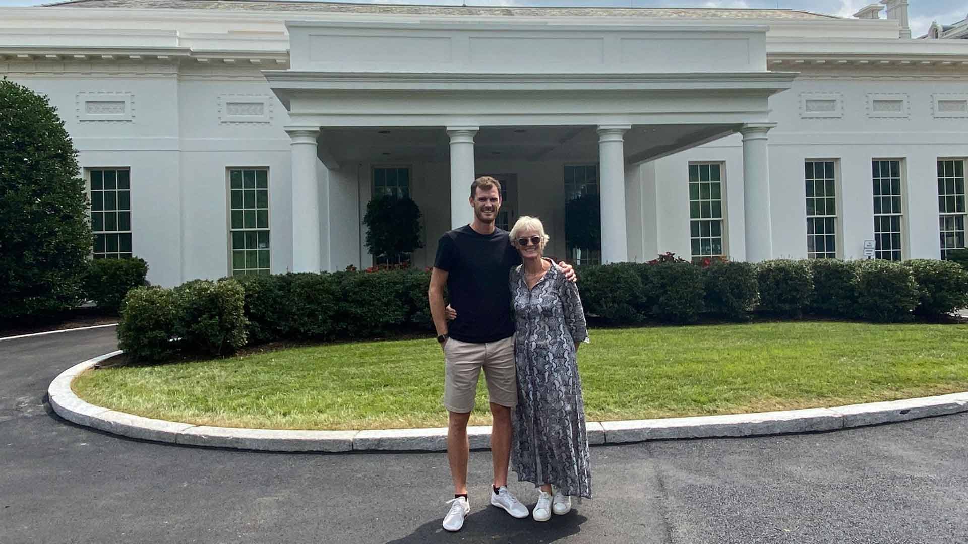 Jamie Murray and Judy Murray visit during a visit to The White House.