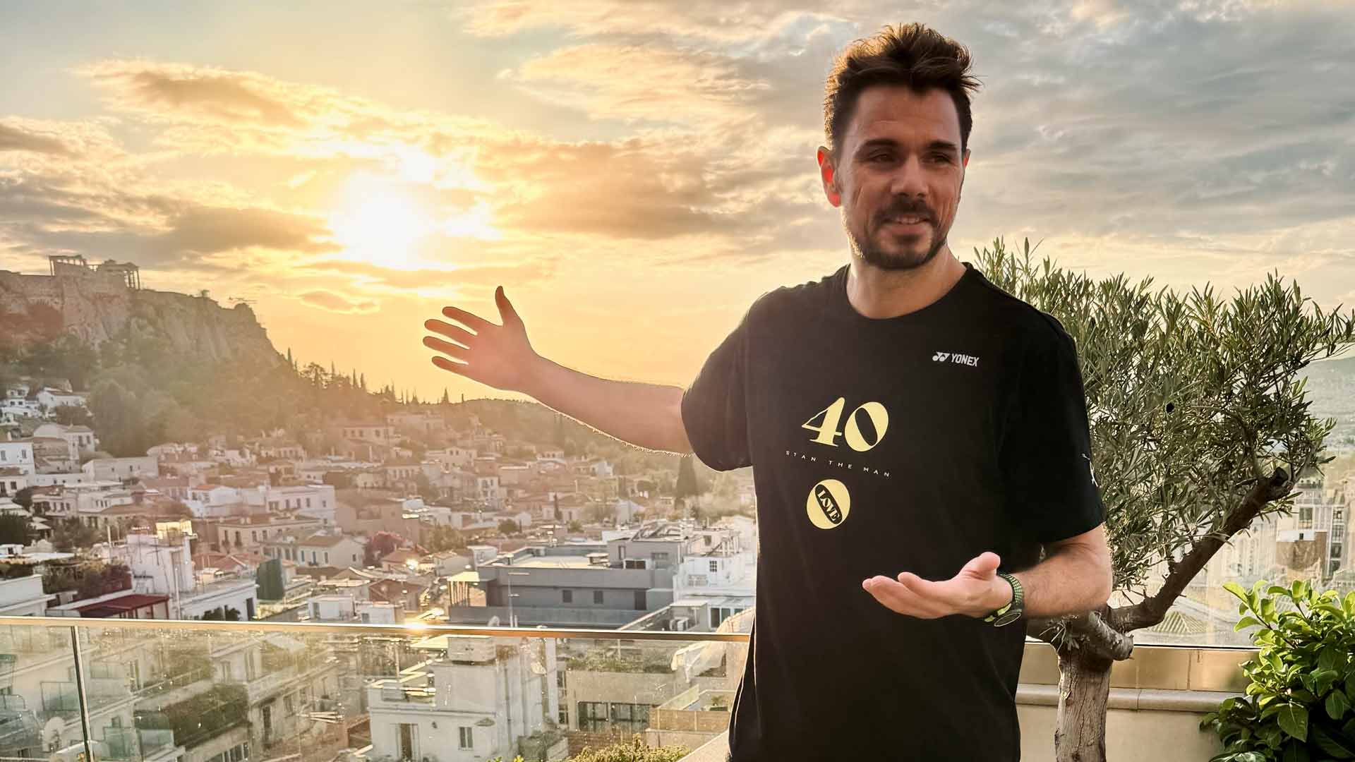 Stan Wawrinka overlooking the city of Athens. 
